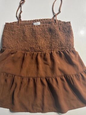 Smocked Tiered Mini Skirt in Rust by Aeropostale